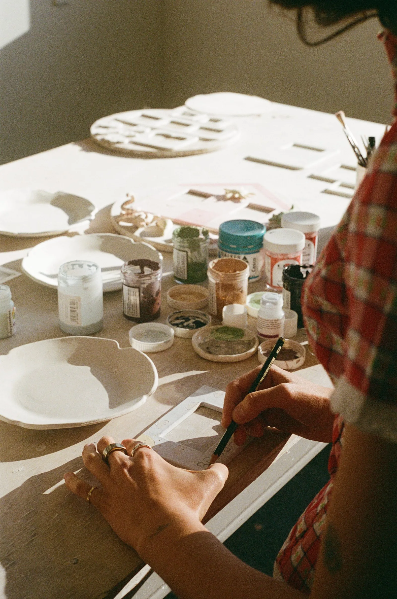 Designing at the table for Alessia E Art